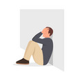 young man depressed and sit on the floor vector image