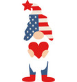 patriotic american gnome cute scandinavian dwarf vector image vector image