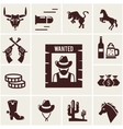 wild west wanted poster and associated icons vector image vector image