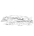 doodles landscape with fields and trees vector image
