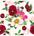 seamless pattern of the roses pansies vector image