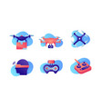 set icons with air drones delivery wi-fi remote vector image