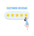 review concept woman writing good feedback vector image