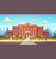 group of arab pupils stand in front school vector image