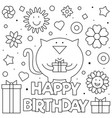 Happy birthday coloring page black and white Vector Image