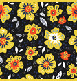 flowers with leaves retro seamless pattern vector image