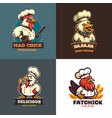 fried chicken chef mascot logo for food restaurant vector image vector image
