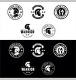 set spartan fitness and gym logo silhouette vector image vector image