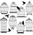 birdcages and birds silhouette set vector image vector image
