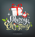 merry christmas greeting card lettering gift box vector image