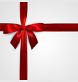 realistic red bow with crosswise ribbons vector image