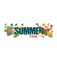 summertime poster with bright flowers palm leaves vector image
