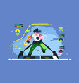 boy playing in vr games vector image
