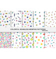 collection of abstract memphis colorful patterns vector image
