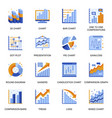 financial chart icons set in flat style round vector image