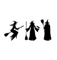 halloween silhouettes holiday elements on white vector image