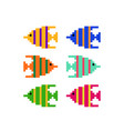 8 bit pixel multicolored fish cartoon drawing vector image vector image