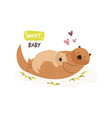 cute swimming otter family baby cartoon design vector image vector image