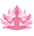 silhouette a girl sitting in a lotus vector image vector image
