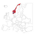 detailed norway silhouette with national flag vector image vector image