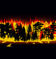 forest fire burning trees and grass wildfire vector image