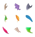 wings of bird icons set cartoon style vector image