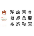 autumn linear icon set vector image vector image