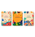set of bright abstract cards with tropical leaves vector image vector image