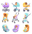 baby strollers cute multiethnic children vector image vector image