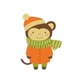 monkey in orange warm coat childish vector image