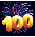 fireworks with a gold number 100 vector image vector image