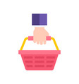 business man hand in suit holding shopping basket vector image