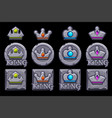 set stone app icons with crowns and logo vector image vector image
