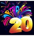 fireworks happy birthday with a gold number 20 vector image vector image