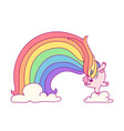 flat rainbow unicorn vector image vector image