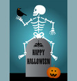 happy halloween graphic with skeleton bird vector image