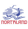 viking design drakkar sailing in a stormy sea vector image