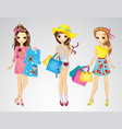 fashion girl friends do shopping vector image