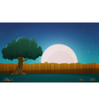 wooden fence with tree at night time vector image vector image