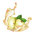 a splash apple juice or nectar with slices f vector image vector image