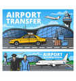 airport plane on runway pilot and stewardess vector image
