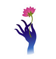 hand of buddha with lotus beautiful vector image vector image