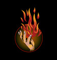 hands with fire vector image