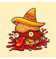 mexican hat spicy pirates burger mascot vector image vector image