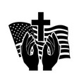 prayer hands on american flag background vector image