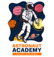 astronaut with planets space suit and helmet vector image vector image