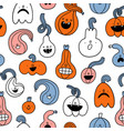 pumpkins characters pattern with outline vector image vector image