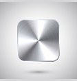 realistic square metal chrome button steel volume vector image
