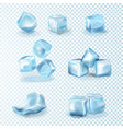 set transparent ice cubes 3d realistic vector image