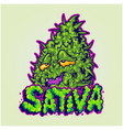 weed leaf sativa hand lettering text vector image vector image